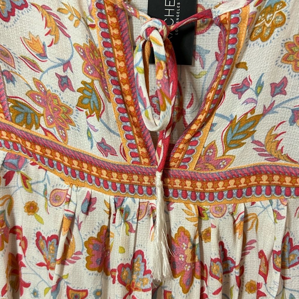 NWT Rachel Zoe Orange Cream Floral Boho Bohemian Tunic w Sailor Collar sz 2X - Picture 4 of 14